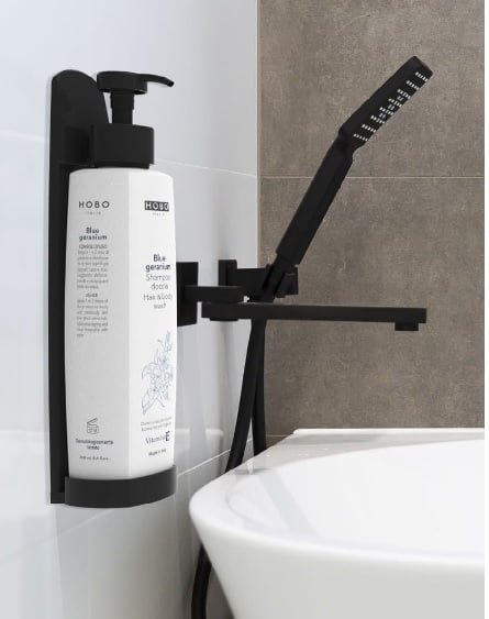 Dispenser Nero Da Muro Per Shampoo Doccia 250 Ml - Hobo One